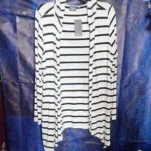 striped open cardigan